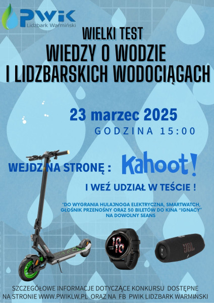 Plakat do konkursu wiedzy o wodzie
